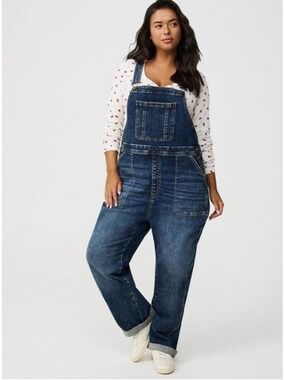 Women's Torrid Blue Denim Overalls Plus Size 12 Short